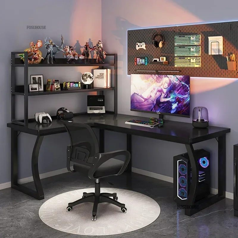 Light Luxury Corner Computer Desks Bedroom Study Desk with Shelf Home Desktop Gaming Table and Chair Set Modern Office Furniture