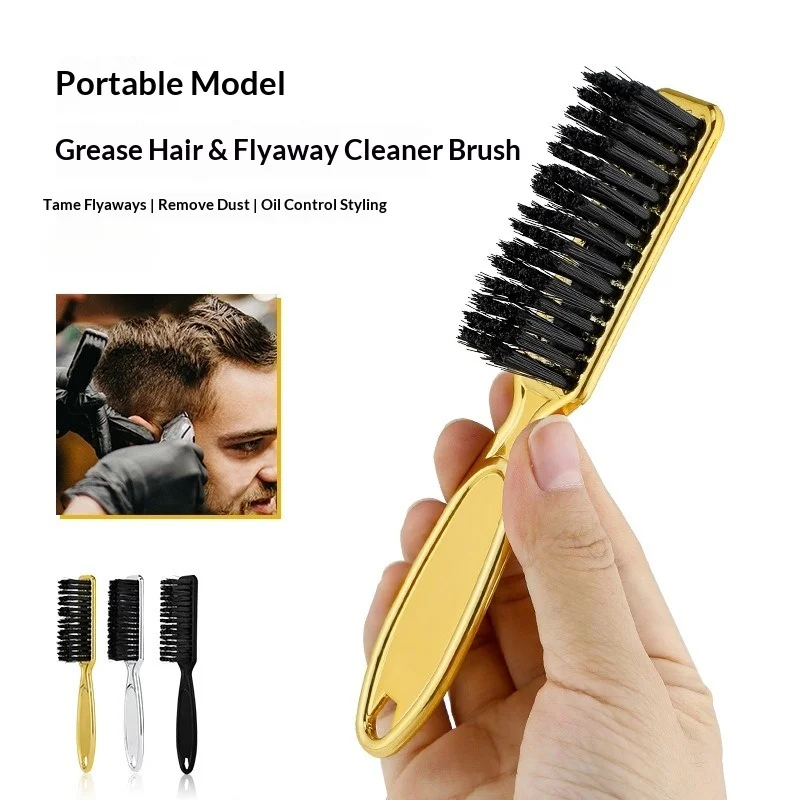 Cepillo Profesional de Pelo Suave para Limpieza, con Mango Electrochapado Retro para Barbero, Plumero de Cuello para Salón, Accesorios de Peluquería y Estilismo