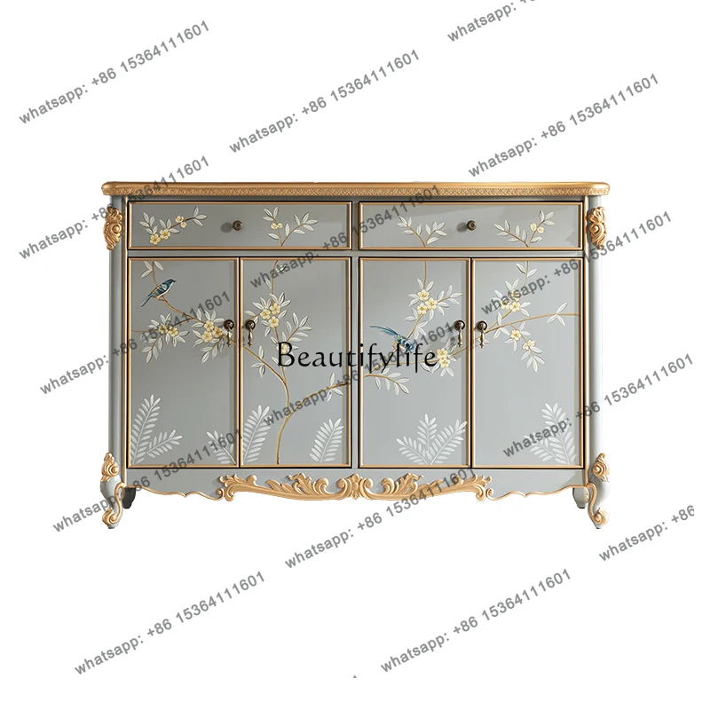 

12European light luxury shoe cabinet household door storage space saving solid wood