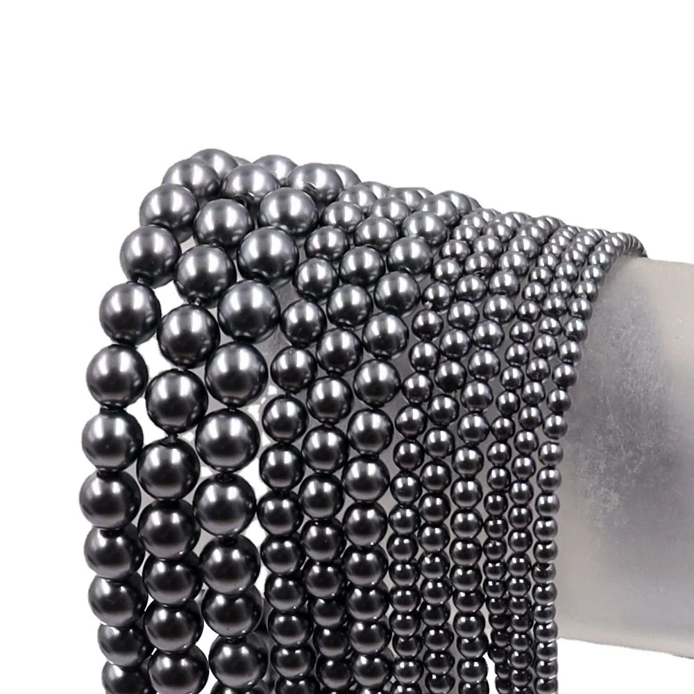 Natural Stone Hematite Round Beads 6-10mm Non Magnetic Black Gallstone Beads Charm Jewelry DIY Necklace Bracelet Accessories