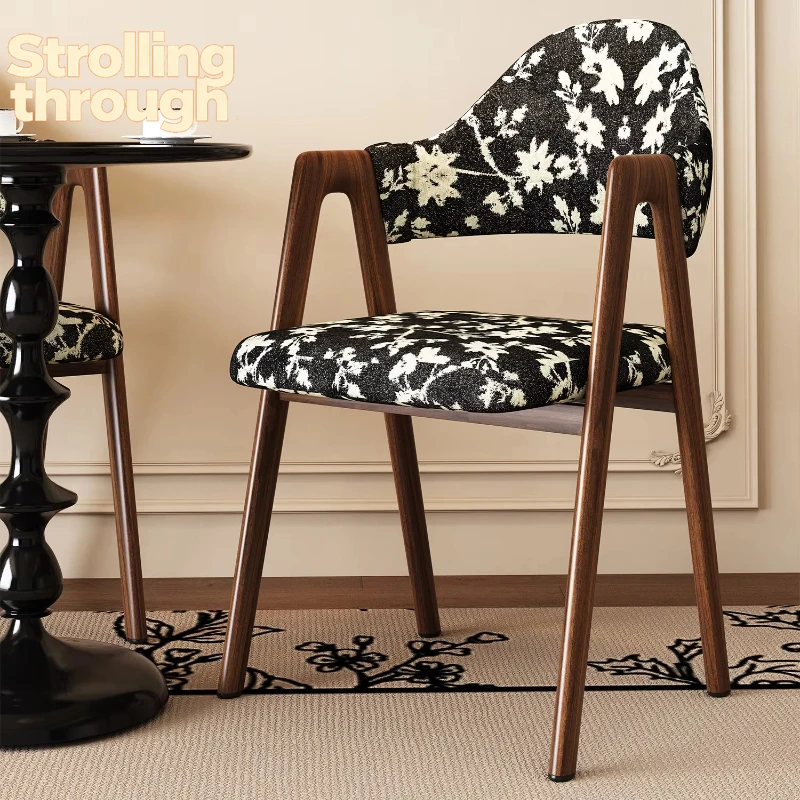 

Vintage Style Dining Chair, Faux Wood Table Seat, Retro Backrest Stool, High-End Compact Bench for Dining Room, Home Use