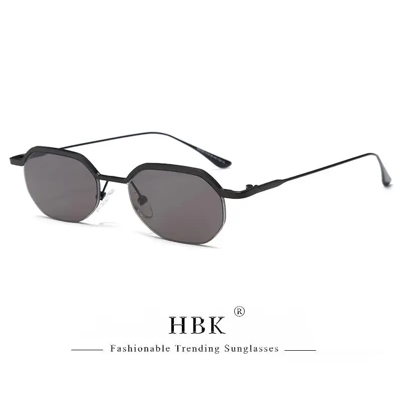 HBK Retro-Sonnenbrille für Herren, polygonal, Punk, kleine Halbrahmen-Sonnenbrille für Damen, Geschäftsreisen, Party, Brillen, Sommerstil – Detail 7