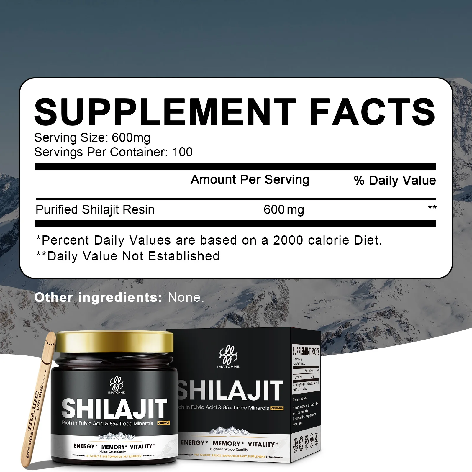 iMATCHME High Purity Original Shilajit Resin Mineral Supplements with 85+ Trace Minerals & Fulvic Acid for Man Energy Stamina