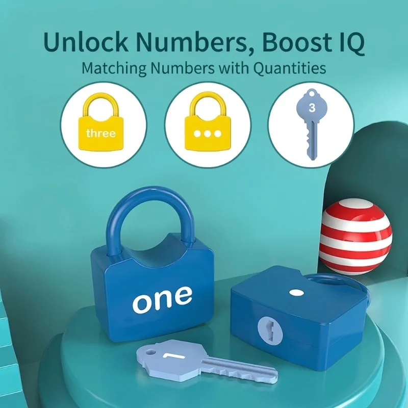 Montessori Manipulatives Number Letter Lock Unlocking Toy Early Education Teaching Aid for Kids Aged 3-6 Preschool Intelligence