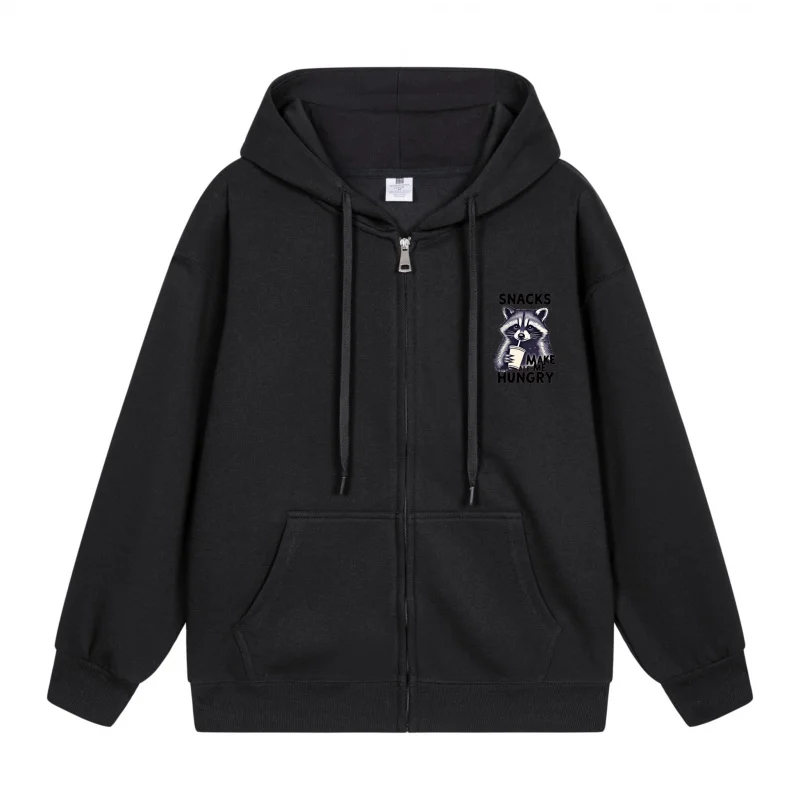 

Men's Zip-Up Hoodie Black Hoodie With Animal Print 2025 New Style Casual Couples’ Style Casual and Loose