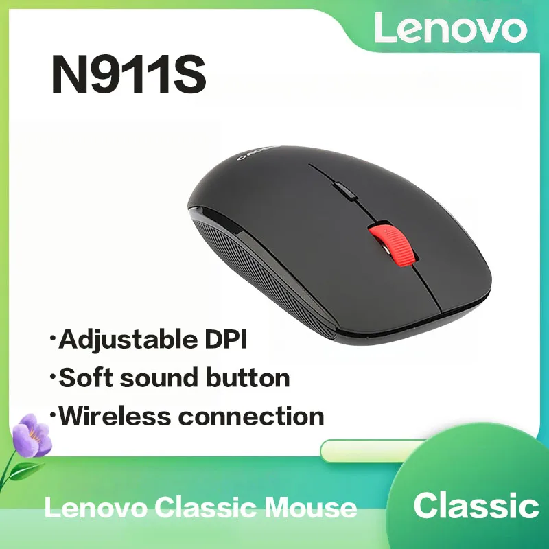 Lenovo N911s Universal Silent Mouse For Home Gaming and Business office, silent black mouse