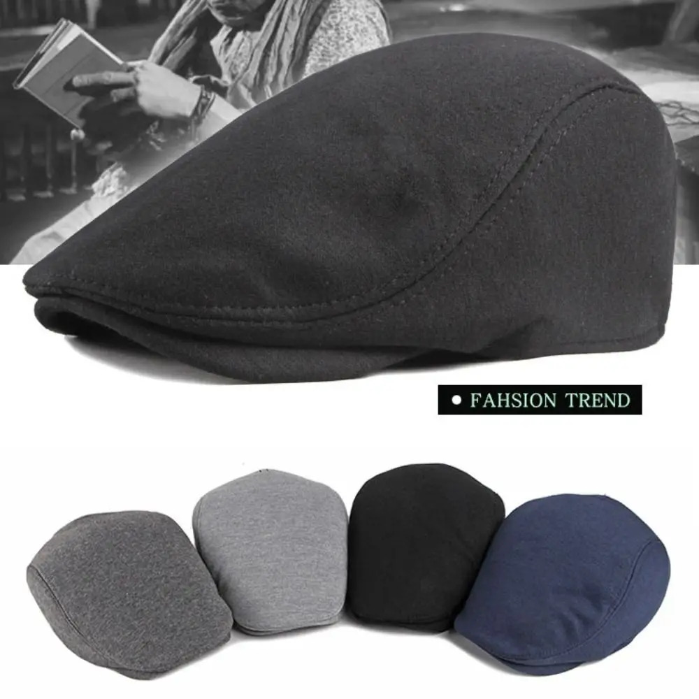 Knitted Golf Hats Simple Solid Color Casual Beret Driving Vintage Men\'s Flat Cap Outdoor