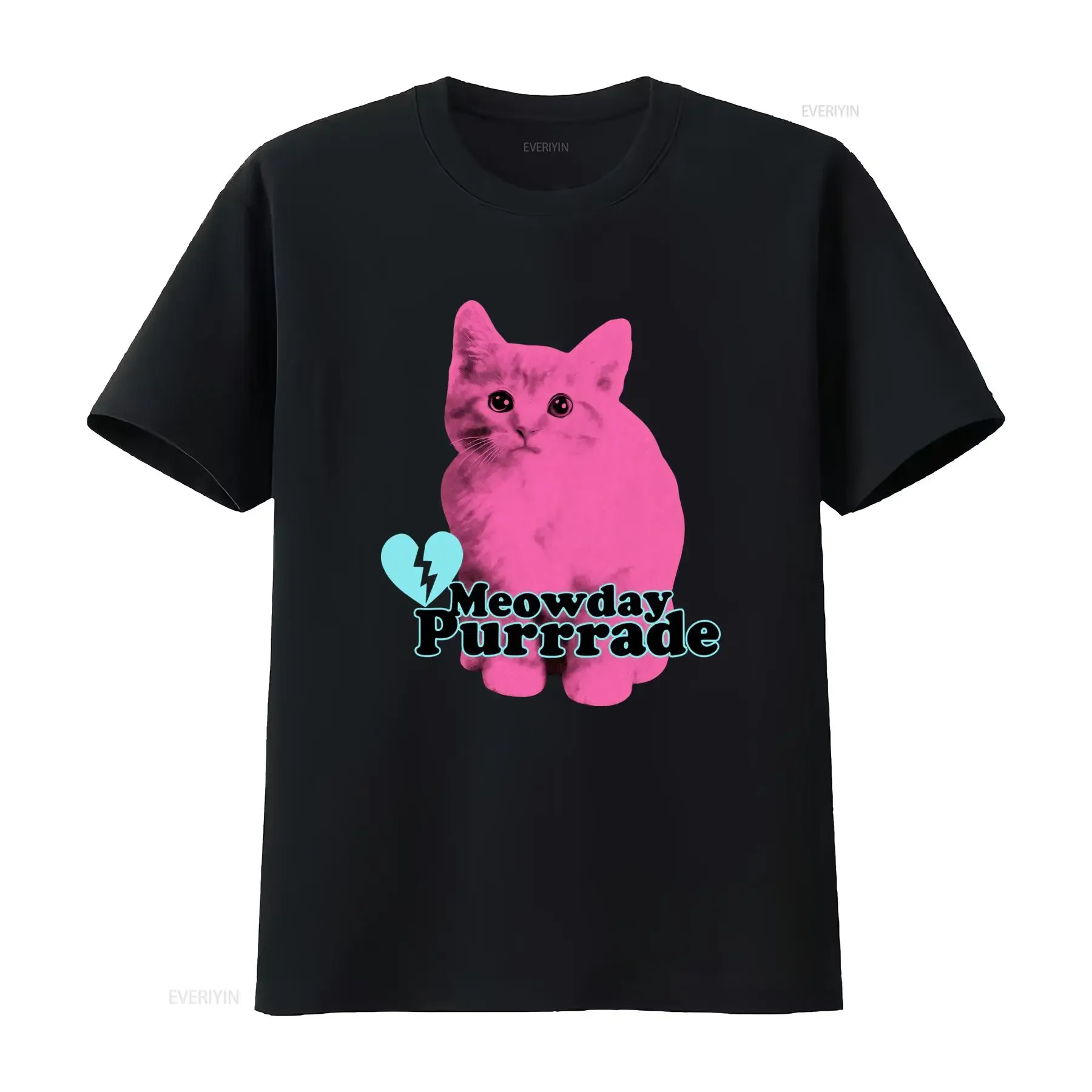 Редкая футболка с дизайном Mayday Parade Band Cat Meowday Purrade для всех размеров, с уникальным и привлекательным принтом, винтажная, с эффектом потертости, эластичная.