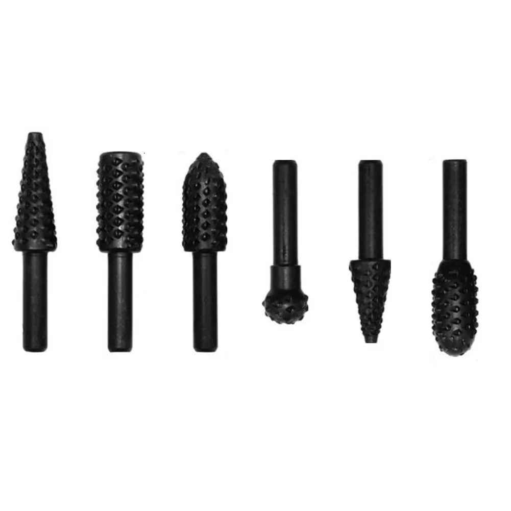6 Piece Carbide Steel Grinding Head Set for DIY Projects Featuring Double Cut Design for Efficient Material Removal