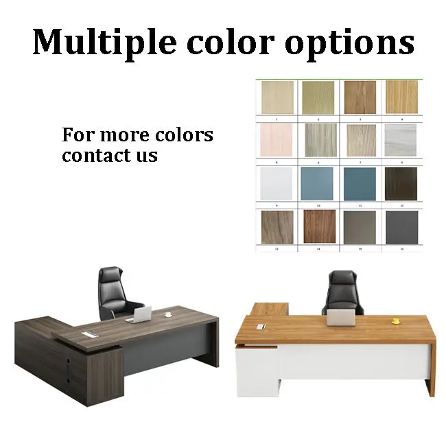Luxury Modern L-Shaped Executive Office Desk Side Cabinet Wood Grain Commercial CEO Workstation Cable Management Large Desk - view 5