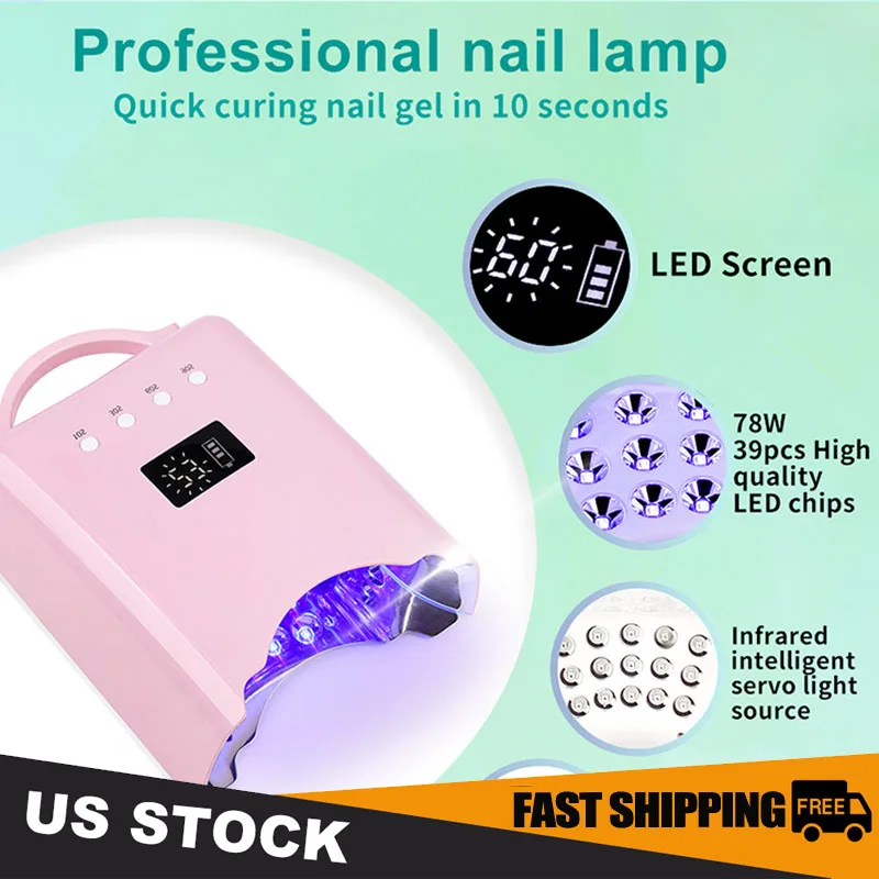 Recarregável 76w espelho reflexivo inferior lâmpada do prego gel polonês secador máquina de manicure luz uv para unhas lâmpada led uv