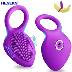 Penis Ring Vibrating Clitoris Stimulator G Spot Sex Toys For Couple Vibro Delay Lick Vagina Orgasm Lock Fine Sleeve Vibrator