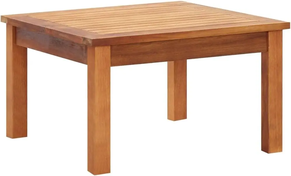 Solid Acacia Wood Outdoor Coffee Table - Weather-Resistant and Easy-to-Clean Patio Table with Slatted Tabletop Design