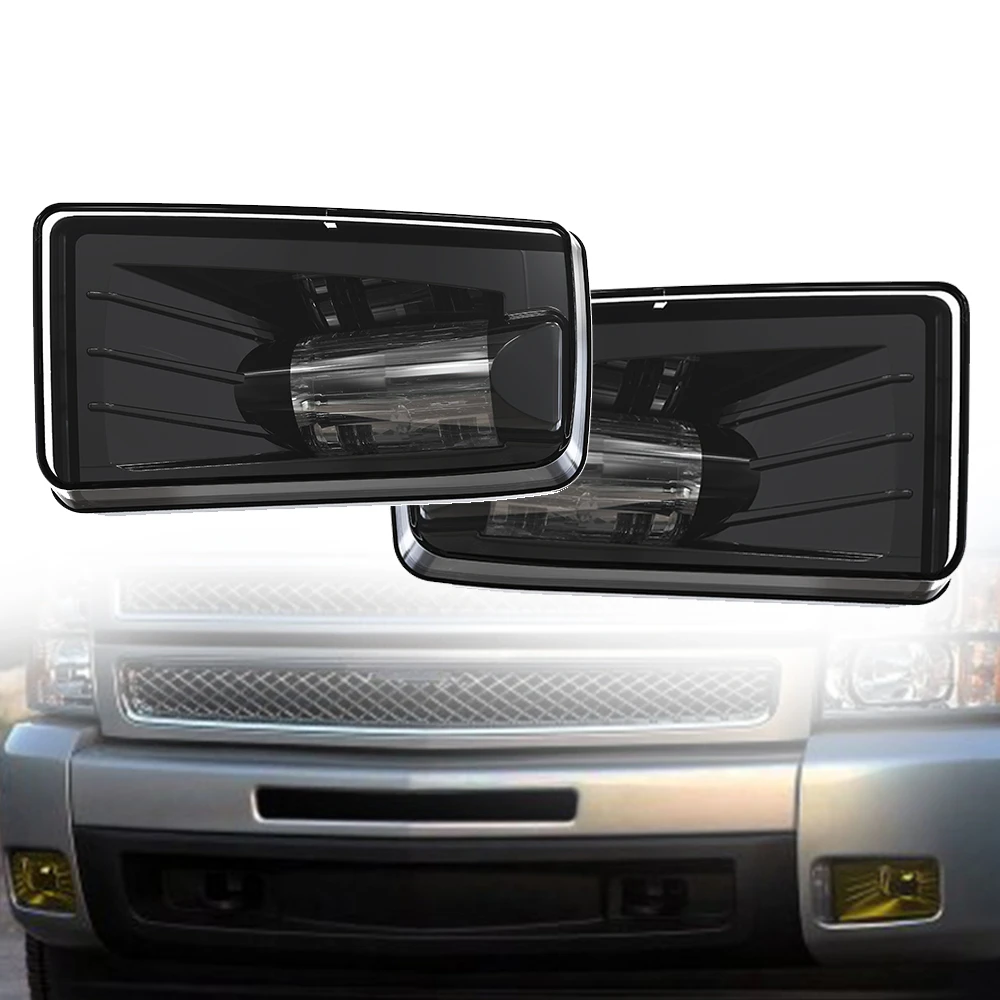 

LED Fog Light for 07-16 Chevy Silverado compatible with Tahoe/Suburban/GMC Yukon Bumper Driving Fog Lamps Kit Clear Lens