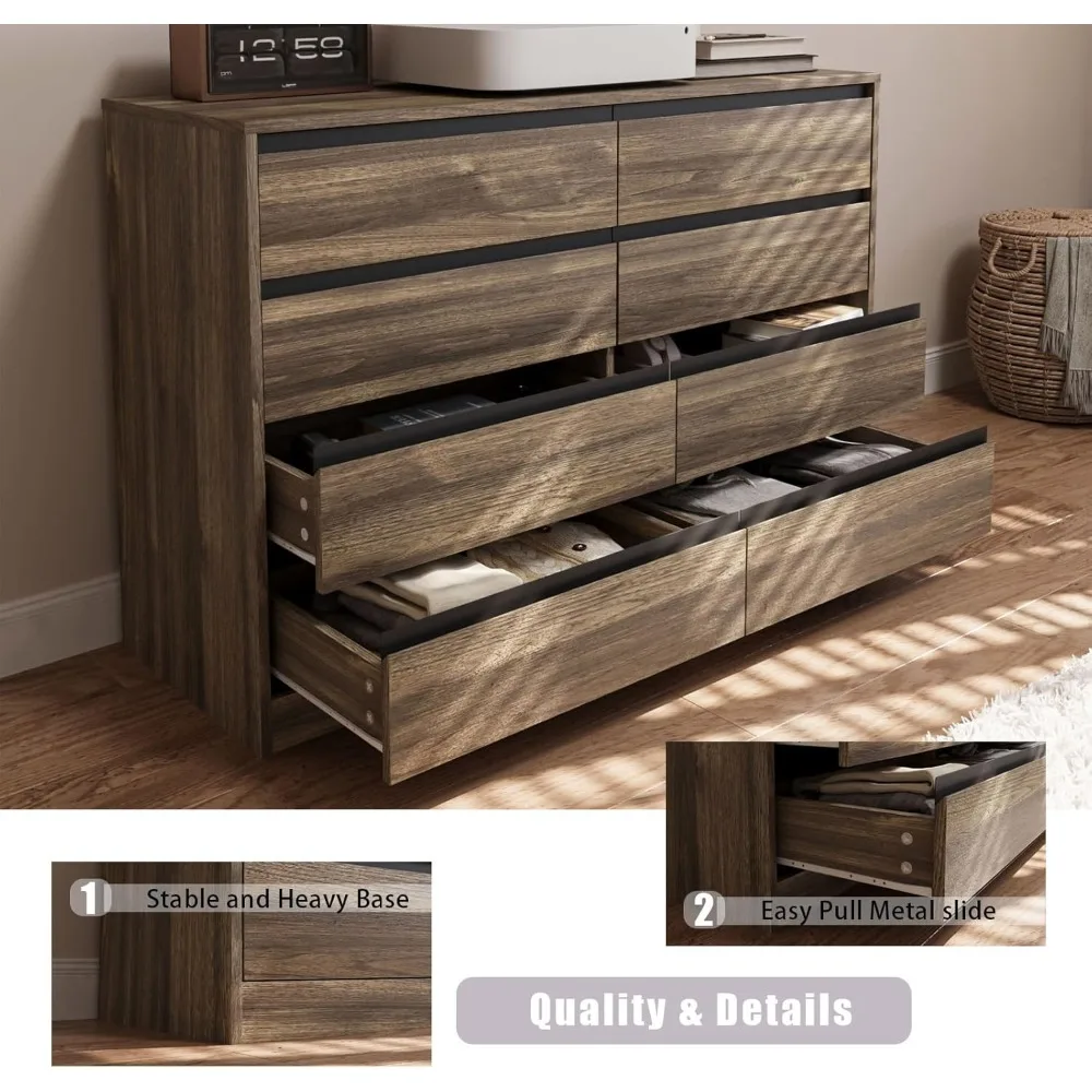 Commode en bois pour chambre à coucher, commode de proximité, 8 commodes MELDouble