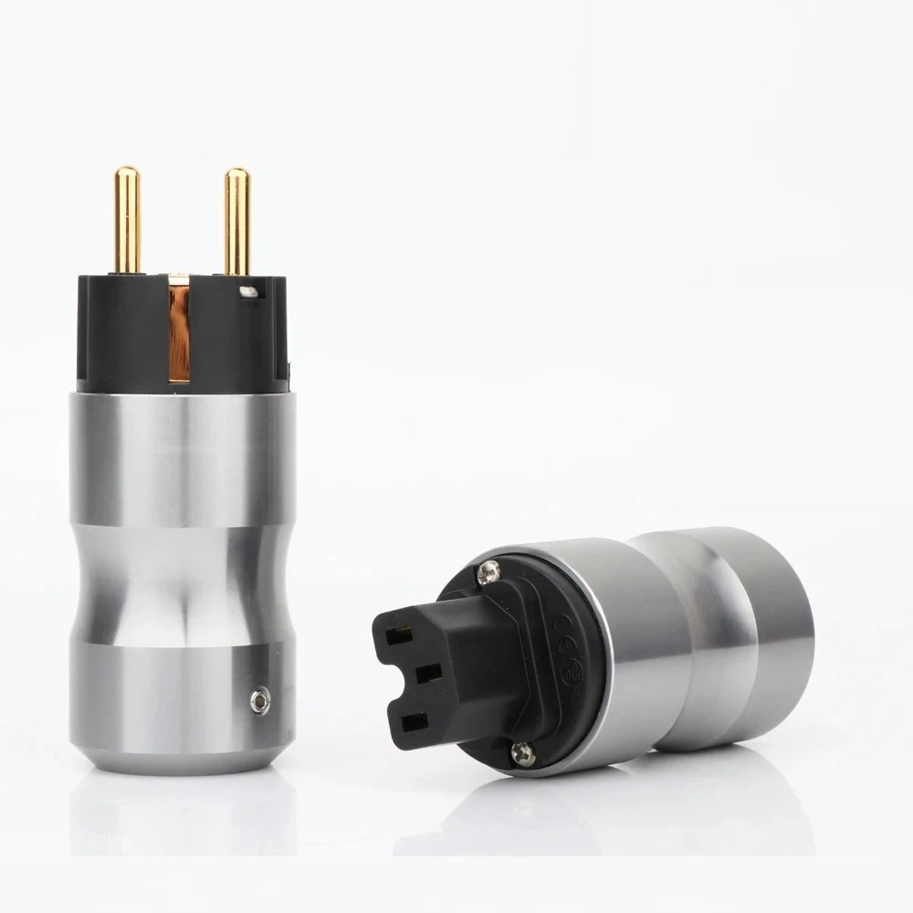 Krell 24K pozłacana europejska standardowa męska wtyczka zasilania sieciowego Audio HIFI europejskie żeńskie gniazdo zasilania