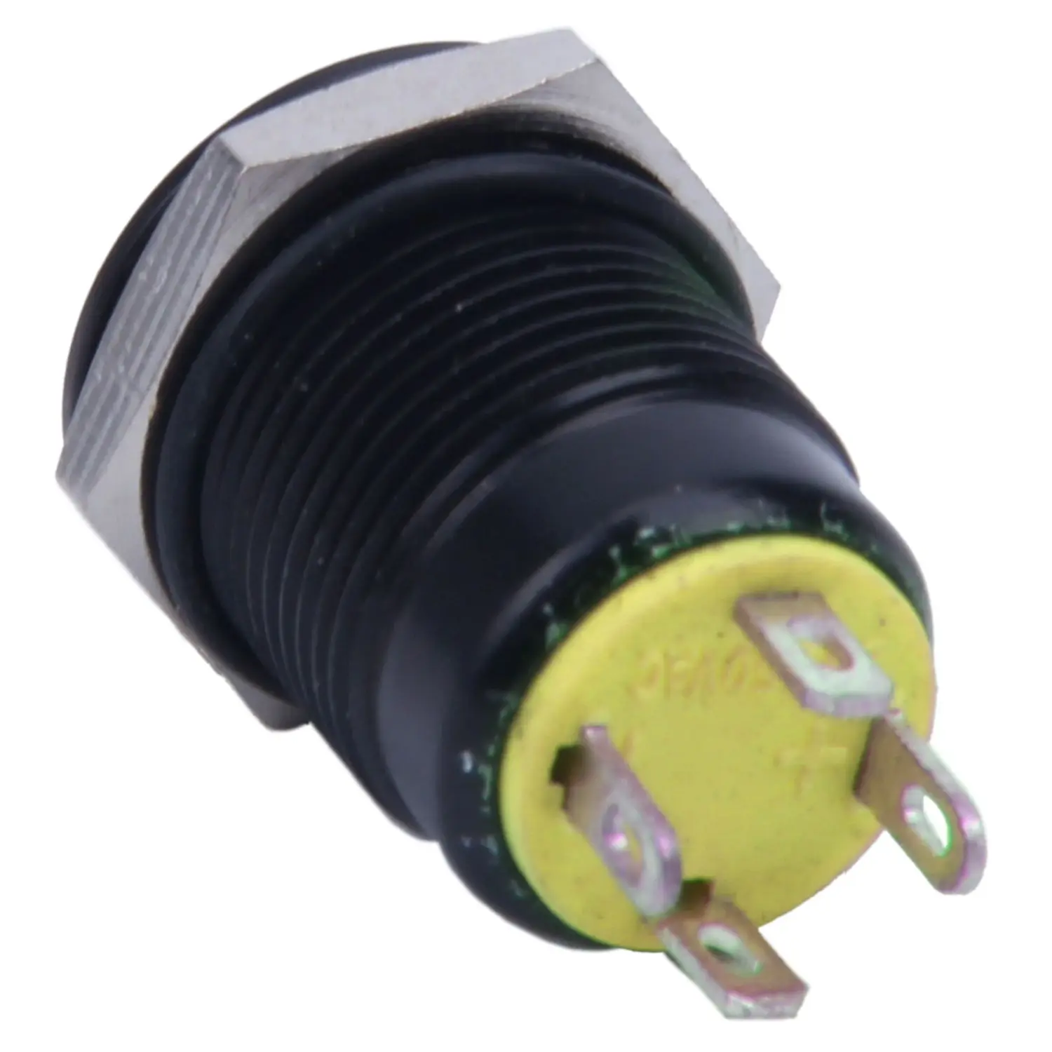 12V 2A 9.5mm LED Metal Cap Power Momentary Push Button Switch Car DIY Modified, Yellow