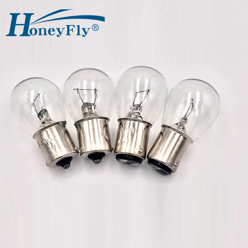 HoneyFly 5pcs Indicator S25 Lamp 12V/24V/220V 15W 21W Warmwhite BA15S BA15D Turning Reversing Signal Bulbs