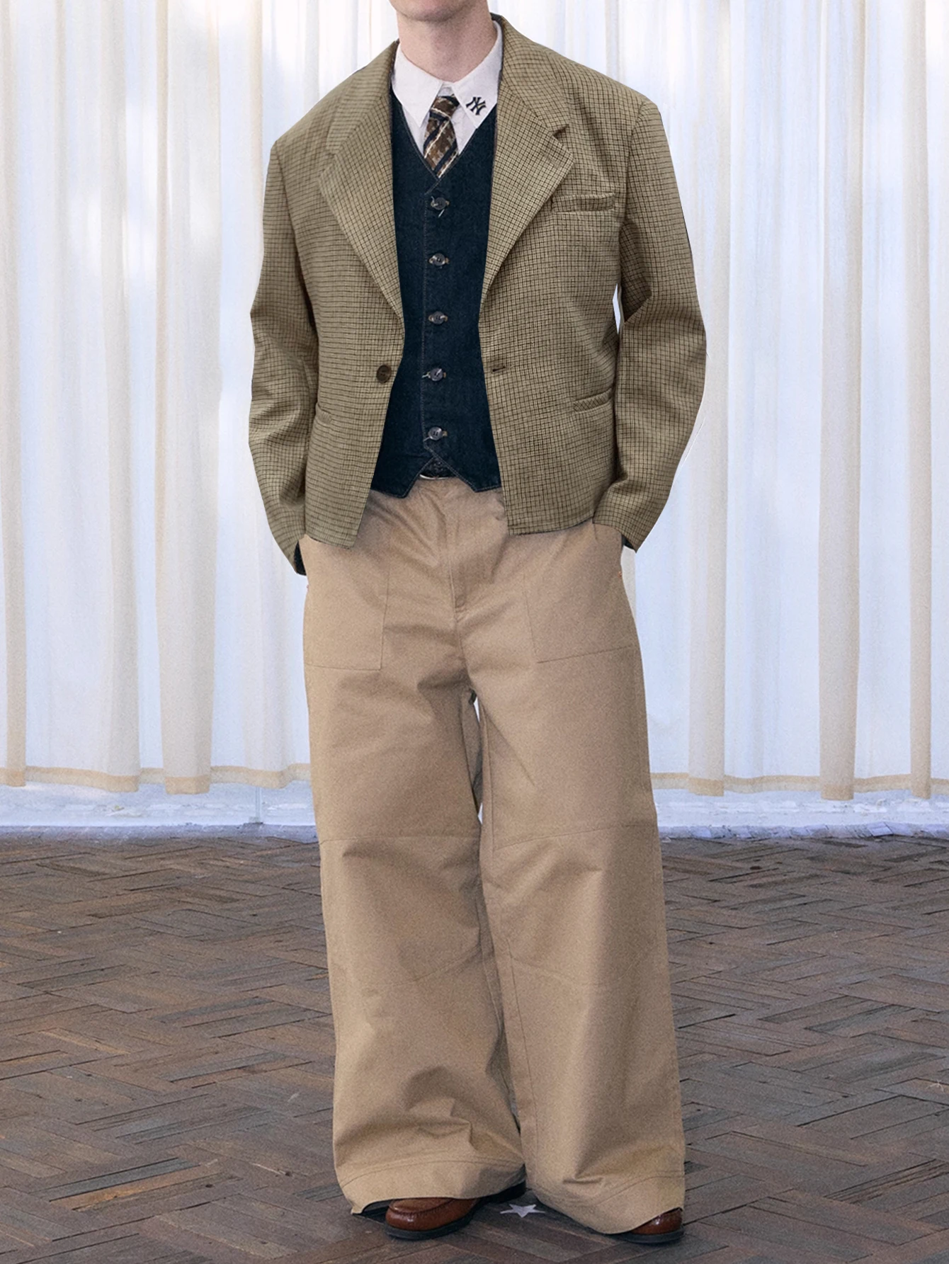 سترة رجالية كاجوال منقوشة للأعمال لربيع وخريف نمط جديد خفيف الوزن للركاب معطف رسمي بأزرار إيطالية بريطانية