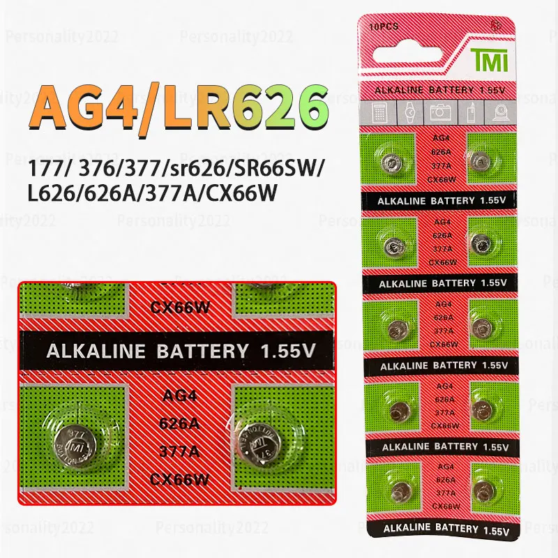 10-100pcs AG4 Batteries 377 SR626SW LR626 377A 376 177 LR66 SR626 Alkaline Button Battery 1.55V for Watch Electronic Alarm Clock