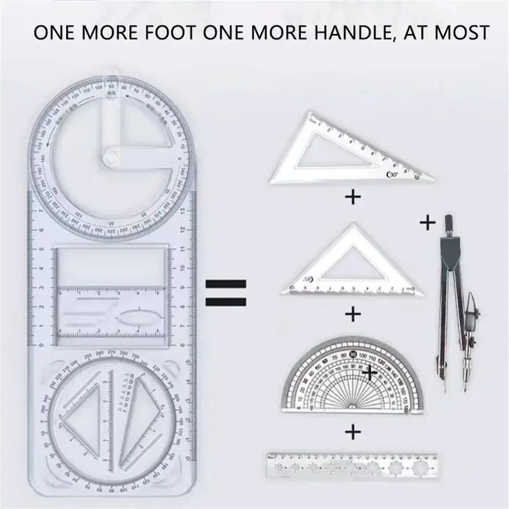 Activity Angle Drawing Ruler Ruler Straight Multifunctional Geometry Ruler 360 ° Movable Transparent Drawing Template