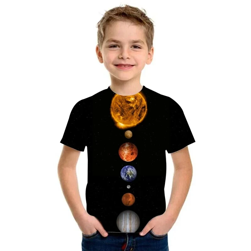 Universe Solar System Kids T-shirt 3D Print Planet Sun Earth Venus Tshirt Casual Harajuku Summer Child Shirt Tops for Boys Girls