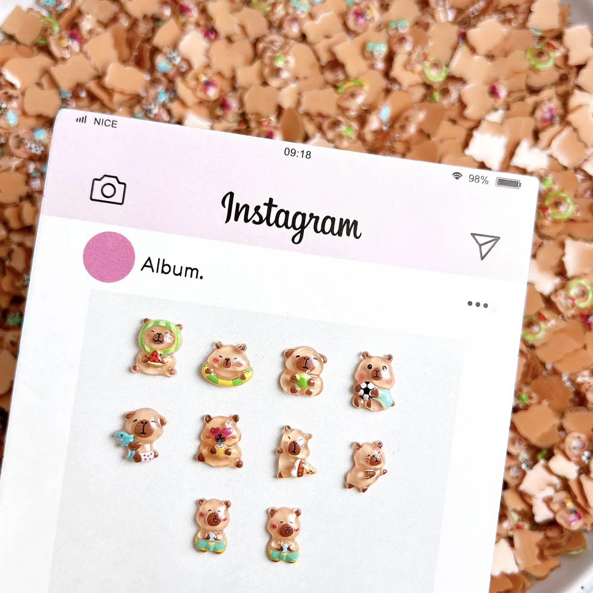 20 قطعة Kawaii الكرتون الراتنج دولفين مسمار السحر الإبداعية كرة القدم دولفين الآيس كريم خنزير غينيا مسمار الفن زينة DIY بها بنفسك الأظافر #4