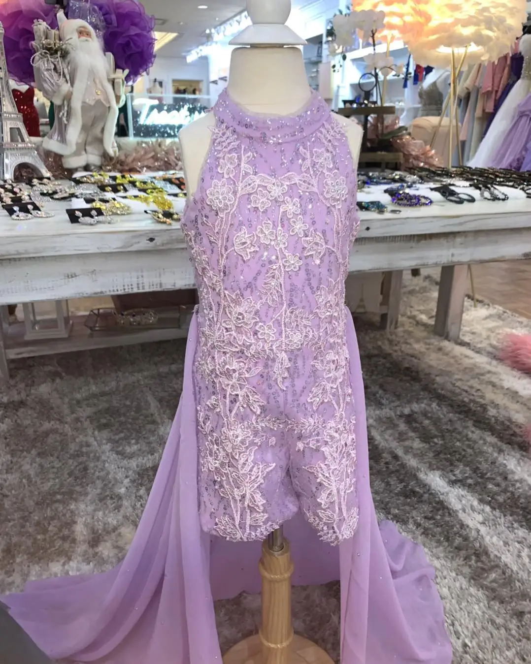 Meisje Pageant Jurk Romper Jumpsuit 2023 Afneembare Chiffon Over-Rok Sequin Lace Little Kid Verjaardag Formele Cocktail Party Gown