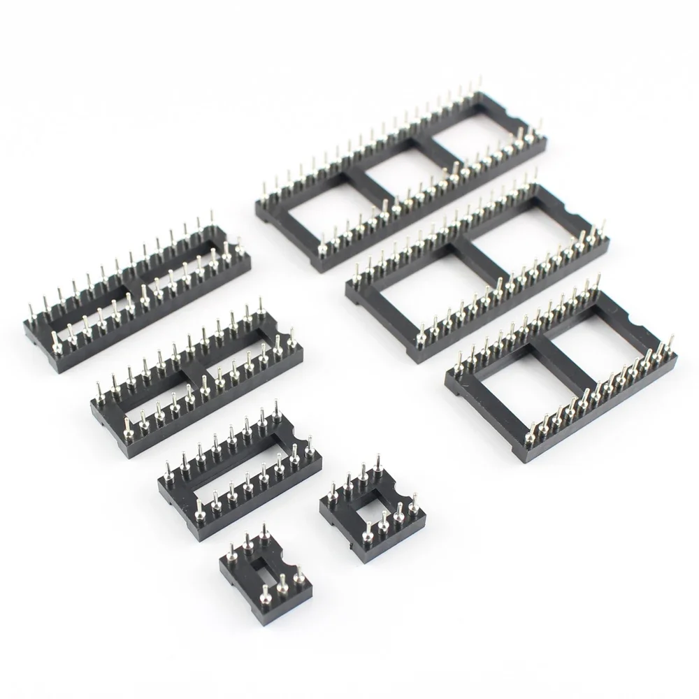 10pcs 2.54mm Pitch 6P 8P 10P 14P 16P 18P 20P 22P 24P 28P 32P 40P DIP Solder Round Hole Narrow Wide IC Socket Adaptor Connector