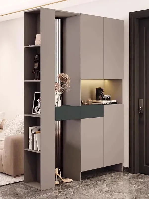 Light luxury door glass screen partition cabinet household custom entry entrance shoe integrated facing the foyer