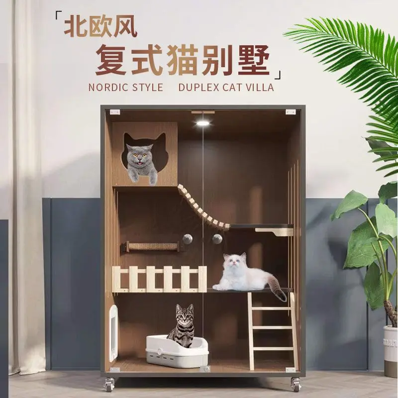 

Cat Cage Household Indoor Villa, Small Apartment Cabinet Household House Luxury Pet Villa