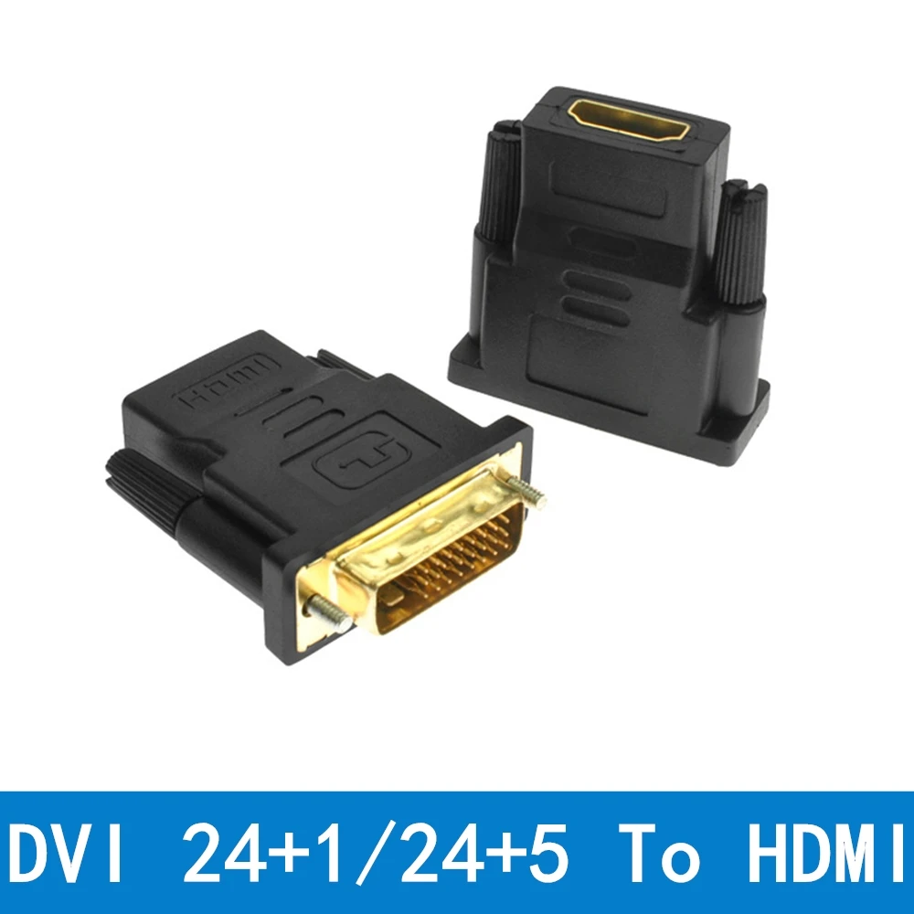 HD Compatible 24+1 24+5 DVI to HDMI Adapter Supports DVI-D DVI-I Digital Signal 1080P 60Hz Plug Play Gold-Plated For GPU Monitor