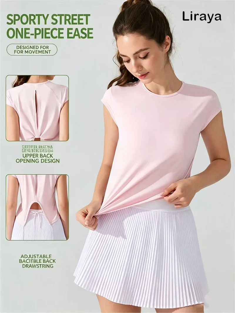 Women Short Sleeve Yoga T-Shirt Summer UPF50+ Outdoor Running Top Breathable Quick Dry Workout Shirt Female Gym Sportswear