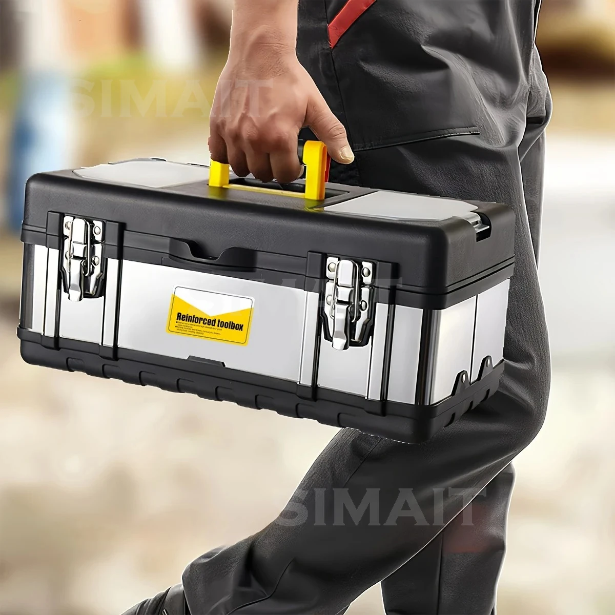 Portable Double Layer Storage Box Stainless Steel Multi-function Thickened Anti-fall Household Plastic Hardware Tool Box