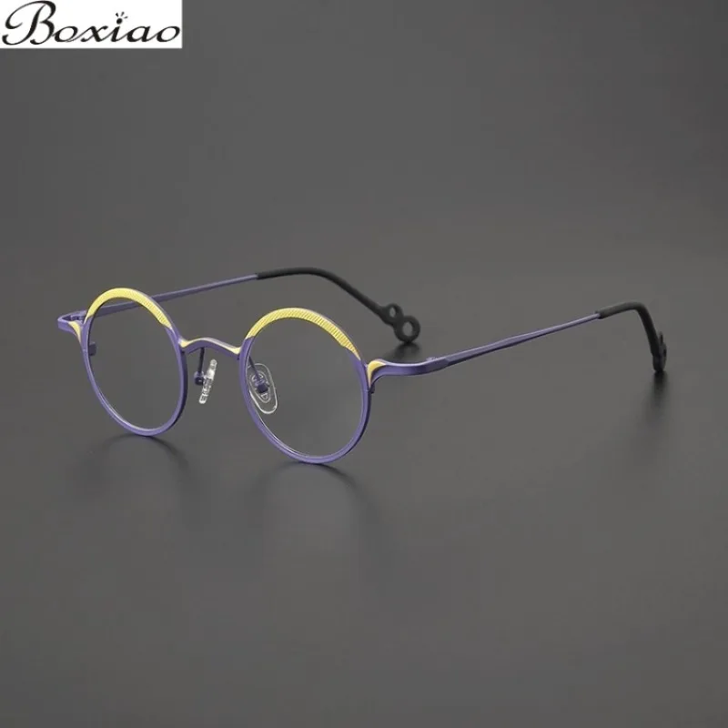 

45MM Small Size Ultra-light Pure Titanium Personality Round Frame Two-color Retro Glasses Literary Men and Women Myopia