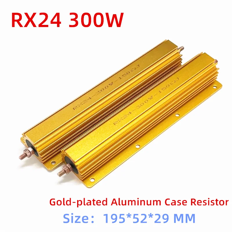 1 Uds RX24 300W resistencia disipadora de calor chapada en oro de alta potencia a base de aluminio 0.05R 0.1R 1R 4.7R 20R 80R 100R 220R 300R 1K 10K