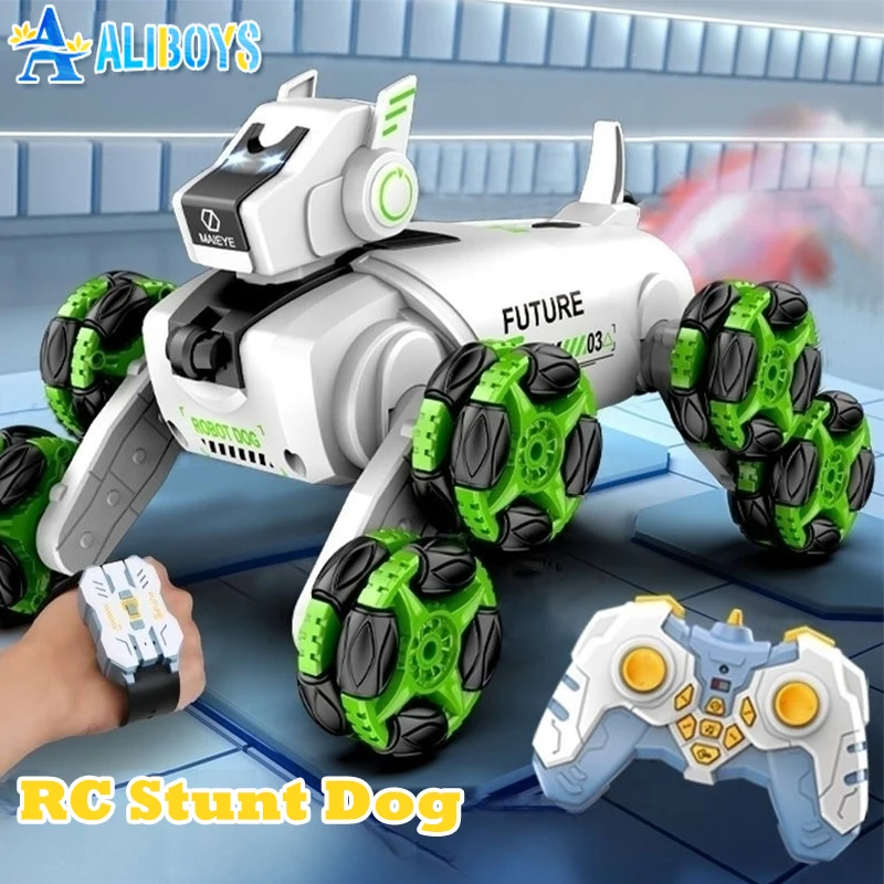 Chien cascadeur télécommandé RC pour enfants, robot intelligent, jet mécanique, mode touristes, musique, rotation à 360 degrés, jouet à la dérive pour animaux de compagnie