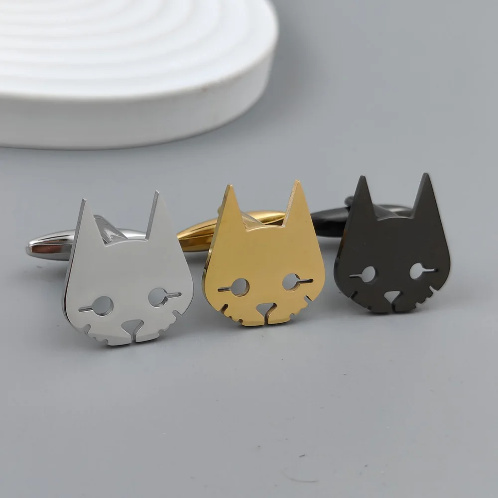 قميص أزرار أكمام رجالي مضحك على شكل وجه قطة، مطابقة عصرية، هدية عيد ميلاد عالية الجودة من الفولاذ المقاوم للصدأ، ملابس رسمية #3