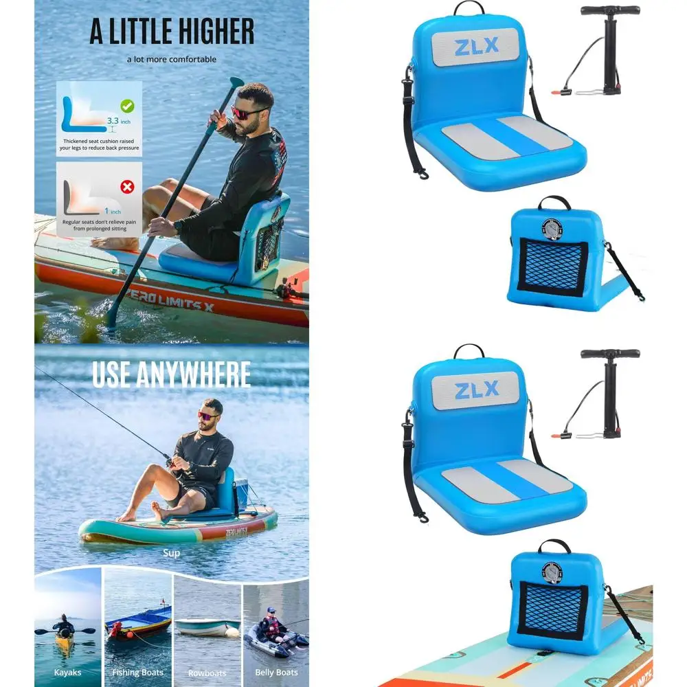 Portable Inflatable Seat with Back Support, Air Pump, Ergonomic Design for Outdoor Activities