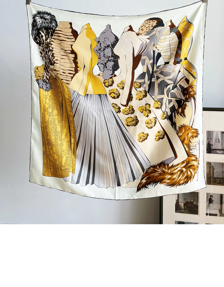 

Rolled Edge Scarf 90CM Women Square Twill Bandanas Clothing Accessories Luxury Shawls Neck Head Decoration