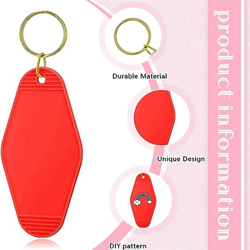 

60 Pcs Motel Keychain Blank Bulk Retro Hotel Keychains 20 Colors Rhombus Vintage Keychain Hotel Key Tags Multicolor