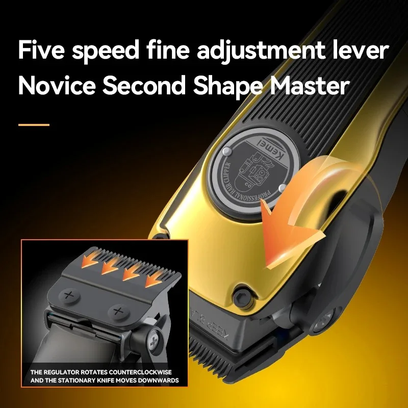 Kemei الحلاق مقص الشعر فرش السيارات الشعر المتقلب قابلة للشحن اللاسلكي الكهربائية تفتق آلة قطع الشعر DLC تتلاشى شفرة