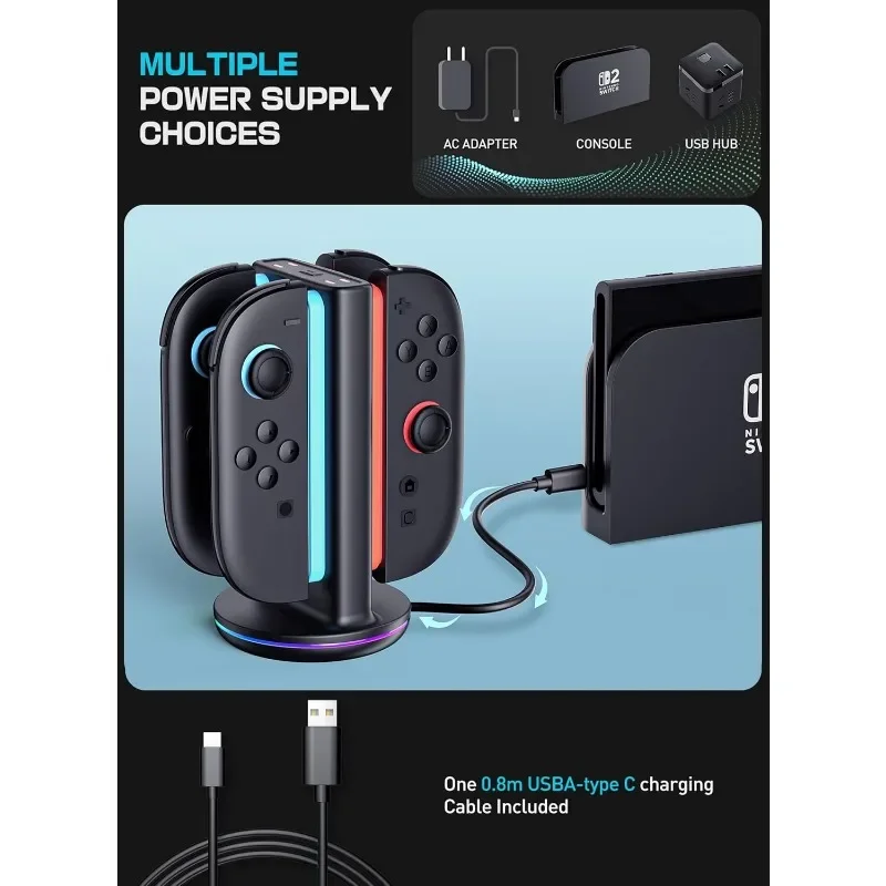 Base de chargement Joy Con Switch 2, support de charge pour contrôleur magnétique, Compatible avec les accessoires Switch 2 Joy Con