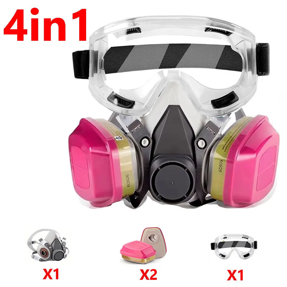 

6200 Полумаска с очками, химический газовый фильтр для аэрозольной краски, респиратор с органическим паром, пыль, безопасная работа