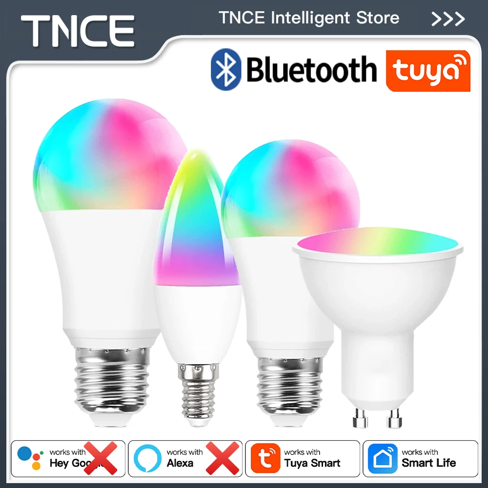 

TNCE Tuya gu10 E27 E14 Buletooth, required Bluetooth gateway, Dimmable Light LED lamps 2700-6500k RGB Bulb, Smart Life App