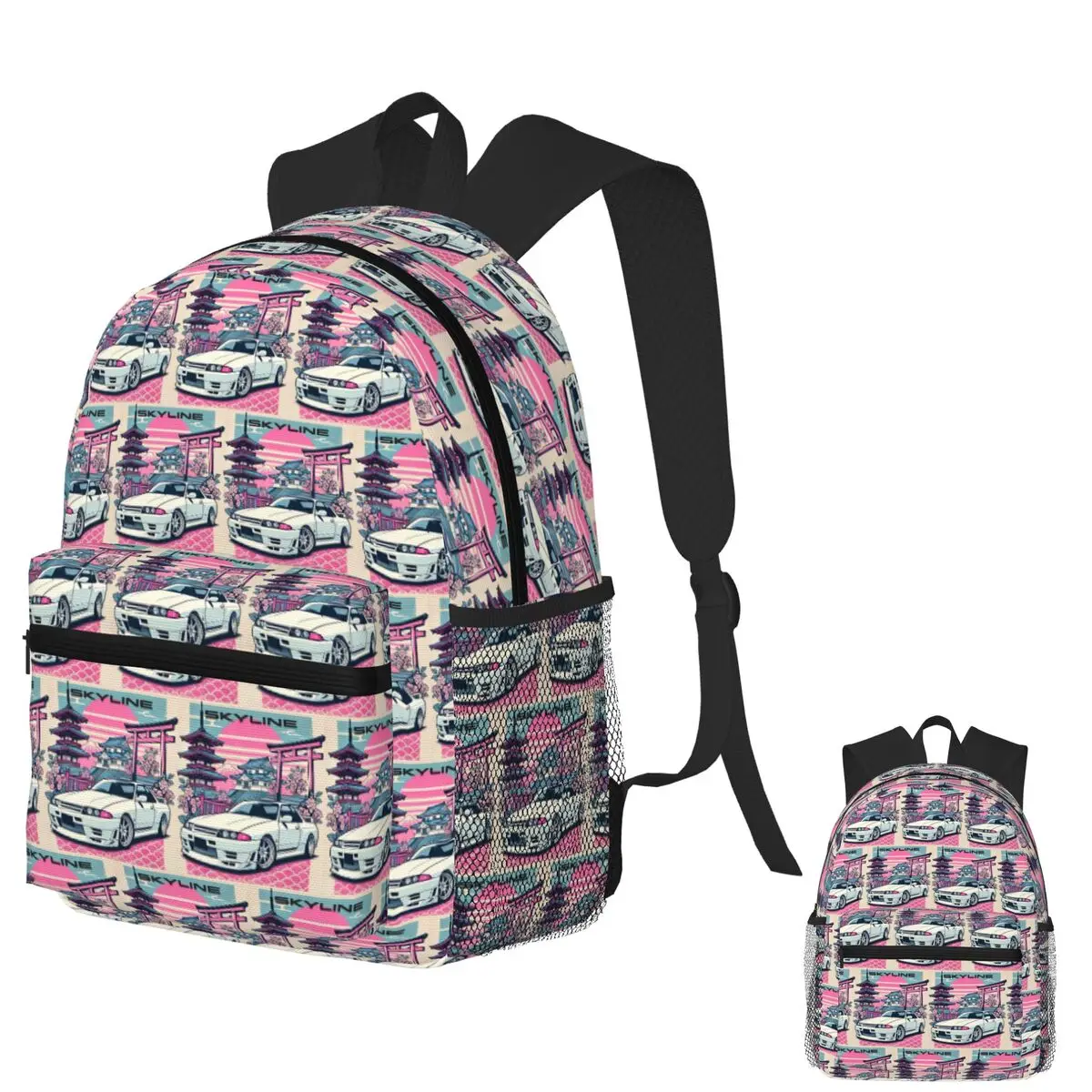 

R32 Skyline GT-R Student Backpack School Bag Hiking Travel Daypack for Boys Girls Fashion Bookbag Shoulder Bags