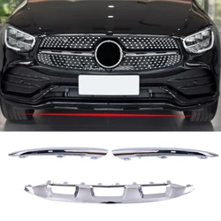 A2538851804 A 2538852104 A2538852404 Front Bumper Lip Chrome Trim Spoiler Molding For Mercedes Benz GLC X253 W253 C253 2020-2023