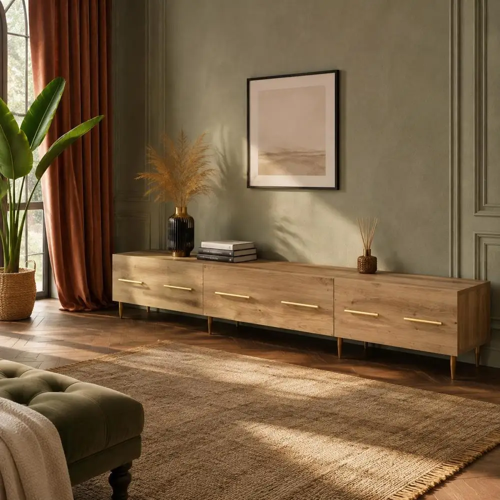 Mobile TV 150 X 36 X 30 Cm Legno Artigianale Rovere