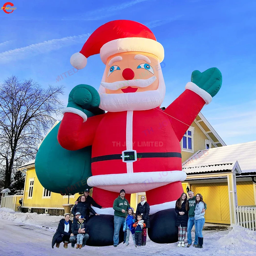 Babbo Natale gonfiabile su misura con spedizione veloce con ventilatore per la decorazione del cortile di Natale Pubblicità natalizia del prato all'aperto