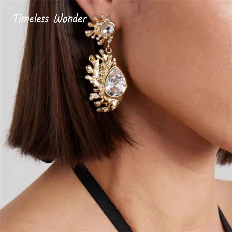 Timeless Wonder Retro Crystal Geo Stud Earrings for Women Designer Jewelry Luxury Brand Gift Brincos Trendy Vintage Mix Top 3255